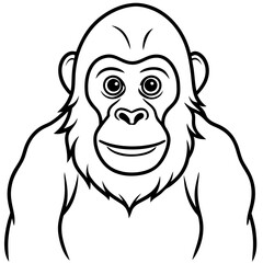 Simple Orangutan Outline Vector Illustration