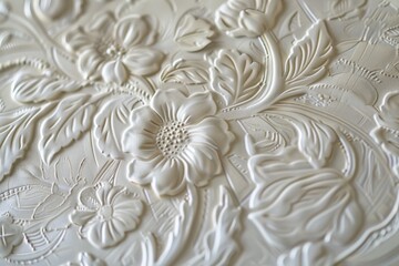 Embossed Floral Vinyl Wallpaper