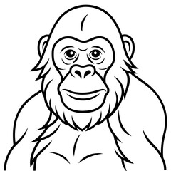 Simple Orangutan Outline Vector Illustration