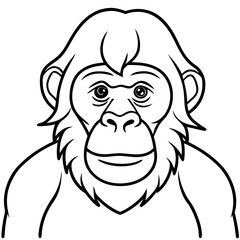 Simple Orangutan Outline Vector Illustration