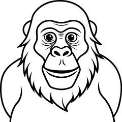 Simple Orangutan Outline Vector Illustration