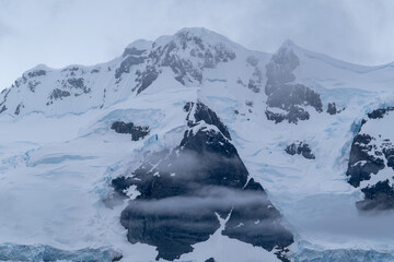 Antarctica mountains and ocean. South Pole. Antarctica seascape and landscape. Glaciers.