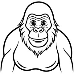 Simple Orangutan Outline Vector Illustration