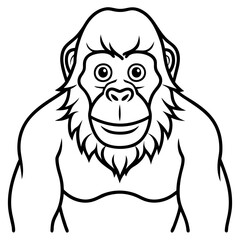 Simple Orangutan Outline Vector Illustration