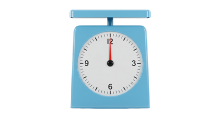 Isolated Light Blue Kitchen Scale with Clock Face