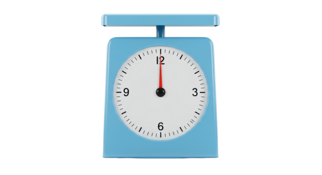 Isolated Light Blue Kitchen Scale with Clock Face