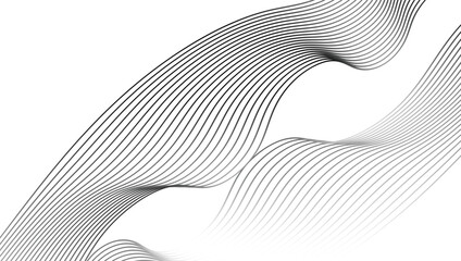 Abstract waves flowing lines, curved patterns grayscale, curves abstract geometric pattern, topographic map style linework background vector