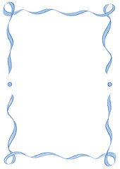 Light Blue Wavy Ribbon Frame with Dots, wedding menu invitation border, hand drawn baby shower decoration, a4 a5 a6 birthday engagement party, gender reveal style, bachelorette bachelor vintage retro