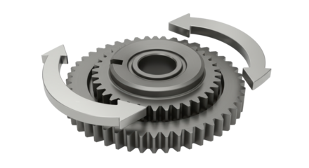 Isolated Interlocking Gears with Rotation Arrows
