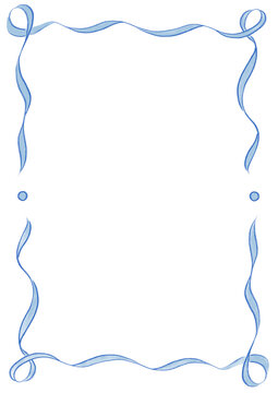 Light Blue Wavy Ribbon Frame with Dots, wedding menu invitation border, hand drawn baby shower decoration, a4 a5 a6 birthday engagement party, gender reveal style, bachelorette bachelor vintage retro