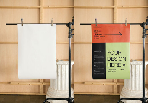Mockup Of Customizable Poster Size Poster In Creative Studio