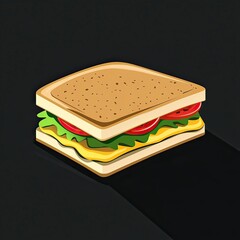 Illustrative sandwich featuring fresh ingredients and a graphic style design