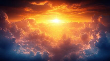 Fototapeta premium Fiery Sunset Through Clouds