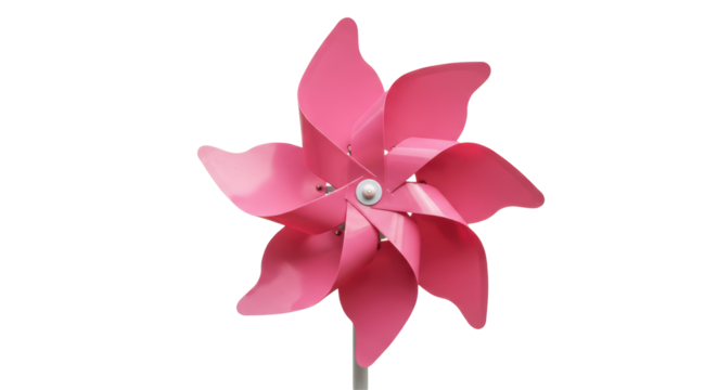 Isolated Pink Pinwheel Toy with Spinning Blades for Summer Fun