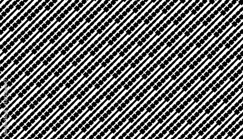 Poster black and white seamless geometric pattern with diagonal ways lines effect. fully editable vector el