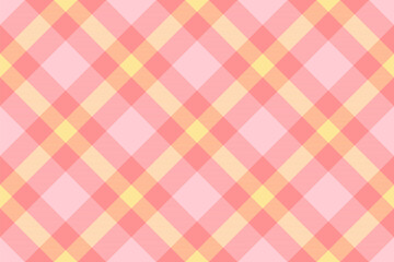 Delightful pastel pink and yellow diagonal plaid pattern.  Perfect for textile designs, websites, or crafting projects. This cheerful, seamless texture evokes feelings of sweetness and joy.
