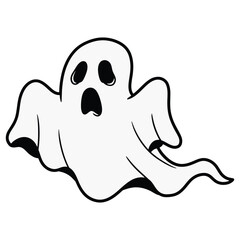 Halloween boo smiling  line art vector illustration