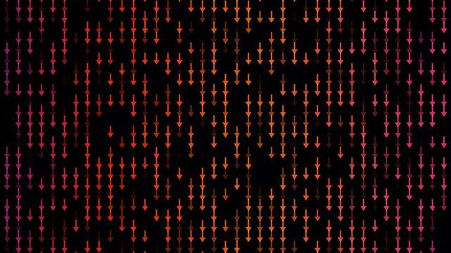 Arrows Going down Animation Background Stock Video - Defocused Arrow Background - The Concepts of Finance, Economy, Cryptocurrencies, Technology, Business, Data, Social Media, Marketing stock video.