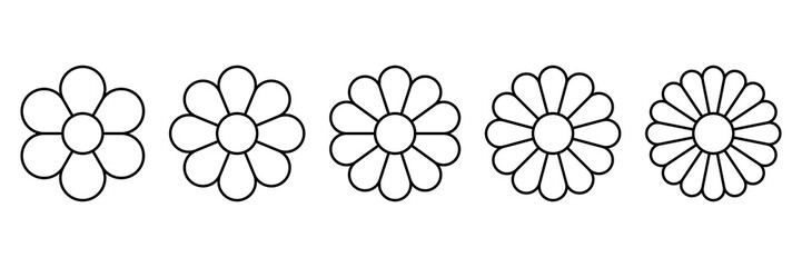 Flowers Icon Set. Black Color Flowers shape icon collection. Flowers Vector Icon in line style design. Vector illustration.