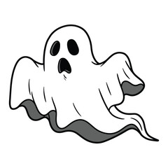 Halloween boo smiling  line art vector illustration