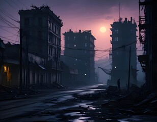 creepy gothic architecture in a moonlit landscape