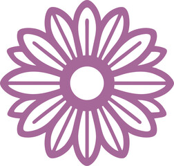 Elegant Purple Daisy. This image showcases a minimalist and elegant design of a purple daisy with long, stylized petals and a simple circular center.