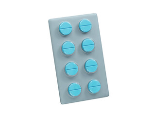 Blister pack of blue pills icon 3d. pills pack medicine pack icon 3d illustration