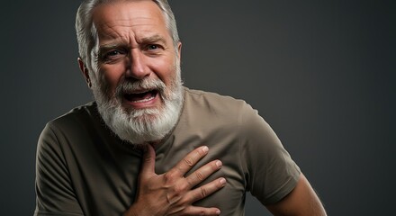Obraz premium Senior Man Experiencing Chest Pain: A Candid Portrait AI Generated