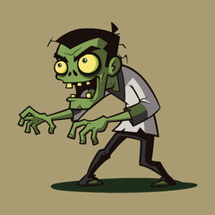 Cartoon zombie illustration vector art halloween character design