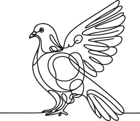 Pigeon Bird Line Drawing in Vector Style