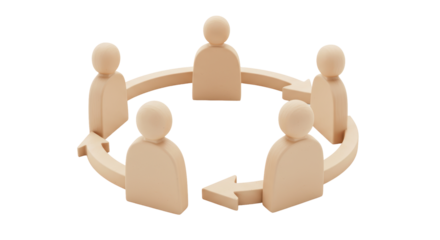 Isolated Wooden Figures in Circular Workflow