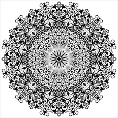 Mandala Pattern or Simple Floral Ideas for Coloring book page. Decorative circle ornament in ethnic oriental style.   