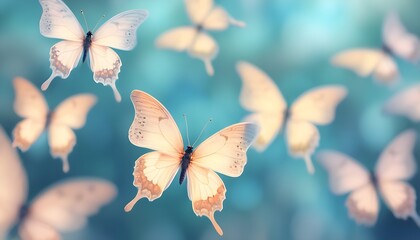 ethereal butterfly swarm on a blurred background