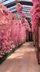 Pink floral walkway