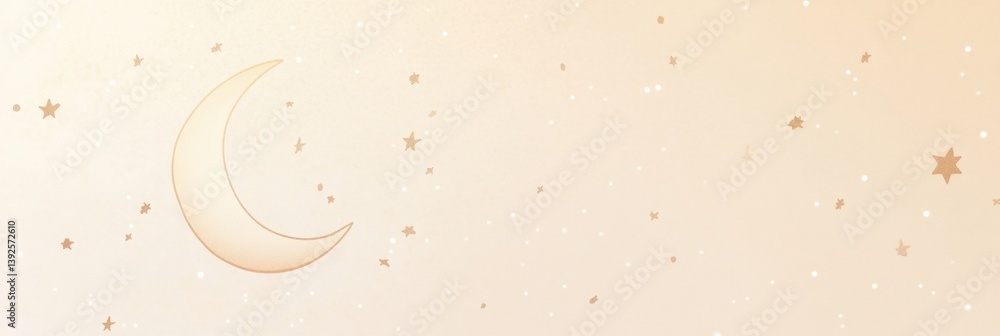 Poster creamy background with subtle stars and moon creates a dreamy atmosphere for text or decoration
