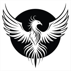 Fototapeta premium phoenix bird silhouette vector illustration on white background