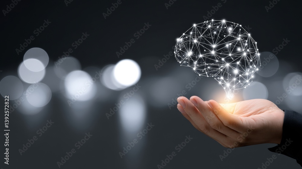 Aufkleber the concept of technology and innovation is represented by a digital brain with network connections 