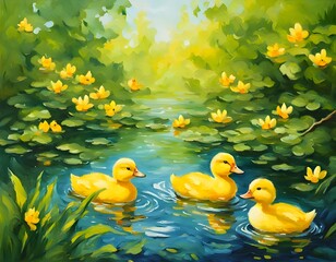 charming watercolor painting of ducks on water