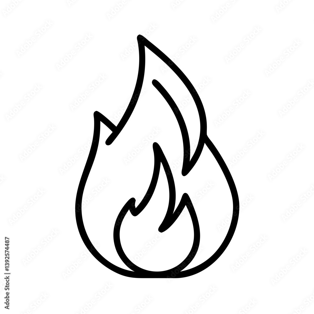 Poster simple flame icon in outline style representing fire