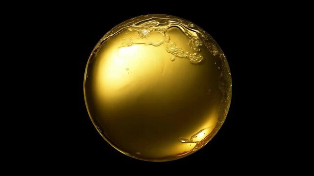 Golden Orb of Mystique: A Mesmerizing Close-Up of Light Bending Fluidity on Black Background