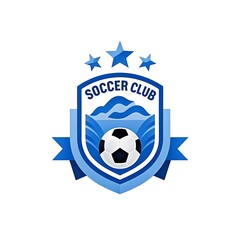 Obraz premium Blue Soccer Club Logo with Ball and Star