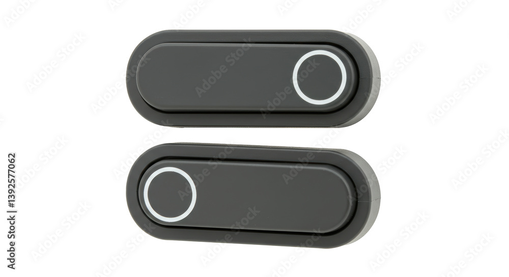 Poster isolated toggle switches in on and off positions