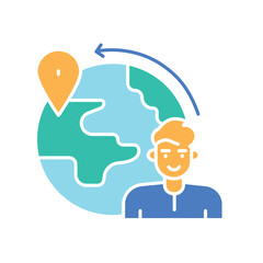Emigration color flat icon for digital and print projects.