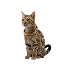 Black and brown egyptian want cat sitting upright side view with transparent background generative AI