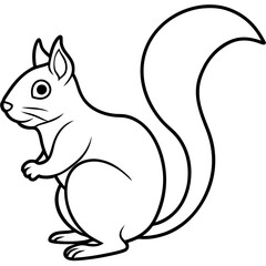 Simple Squirrel Outline Vector Art