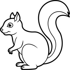Simple Squirrel Outline Vector Art