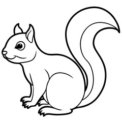 Simple Squirrel Outline Vector Art