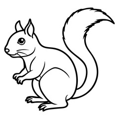 Simple Squirrel Outline Vector Art