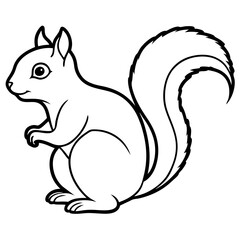 Simple Squirrel Outline Vector Art