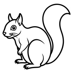 Simple Squirrel Outline Vector Art